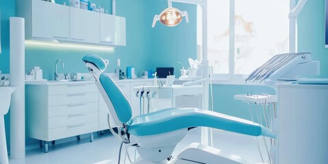 Poster - A dentist and assistant performing a routine checkup in a modern dental clinic, with sleek equipment and bright, clean surroundings