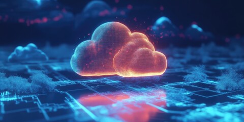 Aufkleber - Digital transformation and automation in business, focusing on the optimization of processes through cloud computing and enhanced customer service management.