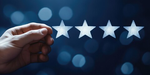 Poster - Customer feedback and satisfaction survey concept. Users provide ratings on an online platform, contributing to service quality, business reputation, and customer loyalty