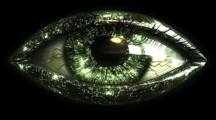 Poster - Close-up of a stylized green eye with detailed texture and lighting.