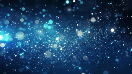 Poster - Celestial Blue Sparkle: Abstract image of glittering blue particles, creating a magical, ethereal atmosphere. Perfect for backgrounds, overlays, or design elements.