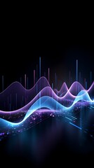 Wall Mural - Digital technology blue and purple abstract sound wave poster background