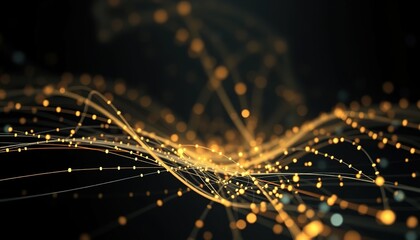 Poster - Data technology background. Abstract background. Connecting dots and lines on dark background. 3D rendering. 4k Photo