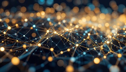 Poster - Data technology background. Abstract background. Connecting dots and lines on dark background. 3D rendering. 4k Photo