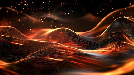 Leinwandbilder - Dynamic flowing waves of light and color abstract visualization digital art dark environment close-up view energy concept