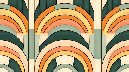 Abstract geometric art deco rainbow pattern.