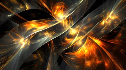 Poster - dynamic abstract art displaying fiery colors and fluid patterns in digital space