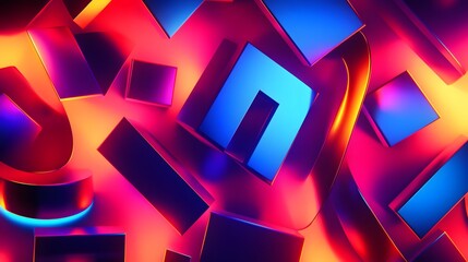 Poster - Dynamic abstract shapes movement digital art colorful environment vibrant conceptual design