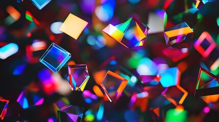 Poster - Vibrant light refraction studio abstract art colorful environment close-up view optical illusion