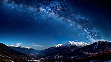 Wall Mural - night landscape with colorful milky way beautiful mountain starry sky with milky way space backgroun