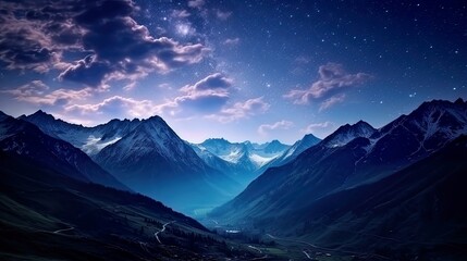Wall Mural - night landscape with colorful milky way beautiful mountain starry sky with milky way space backgroun