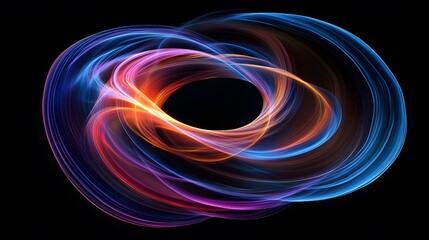 Poster - Dynamic light swirls abstract art digital illustration vibrant colors dark background energy flow concept