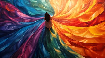 Poster - Artistic color explosion urban mural visual artwork vibrant environment aerial view creative expression