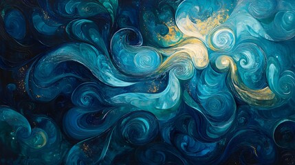 Poster - Dynamic swirling patterns abstract art digital painting vibrant colors aesthetic design fluid motion