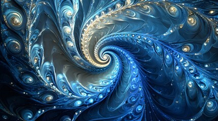 Poster - Dynamic abstract spiral pattern in blue digital art modern aesthetic creative design artistic viewpoint