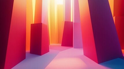 Poster - Vibrant abstract art installation urban environment digital art colorful scene creative perspective modern aesthetics