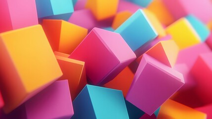 Poster - Colorful cubes in abstract arrangement creative studio digital artwork vibrant environment close-up view art concept