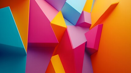 Poster - Dynamic geometric shapes modern abstract art digital design vivid colors close-up perspective creative concepts