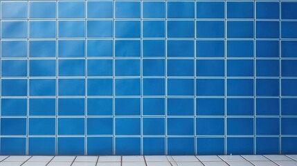 Poster - Bright Blue Chequered Wall Tiles for Modern Bathroom Decor and Stylish Floor Design, Perfect for Renovation and Interior Improvements
