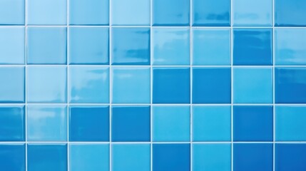 Poster - Blue Chequered Tile Wall Background for Bathroom Floor in Varying Shades of Blue and Glossy Finish Perfect for Modern Interior Design