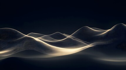 Poster - Flowing light waves in a dark environment with abstract digital art concept