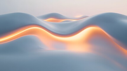 Poster - Illuminated wave patterns in serene landscape abstract art digital artwork calm environment artistic perspective