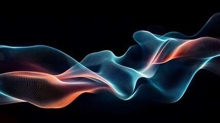 Poster - Dynamic wave motion visualization abstract digital art black background modern aesthetic high-tech concept