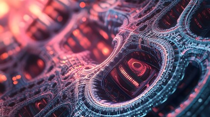 Poster - Dynamic abstract patterns digital space 3d rendering futuristic environment close-up view visual concept for innovation
