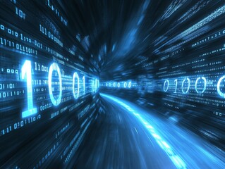 Aufkleber - Abstract blue technology background with binary code  - ai