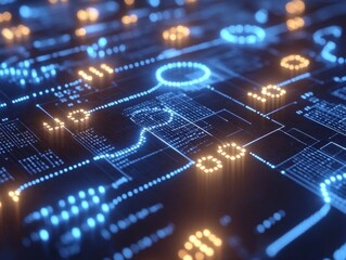 Aufkleber - Abstract blue technology background with binary code  - ai