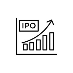 IPO Initial public offering icon Thin line art isolated