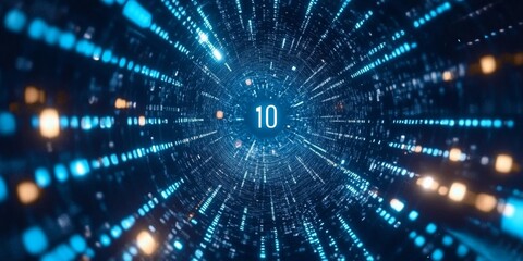 Aufkleber - Abstract blue technology background with binary code  - ai