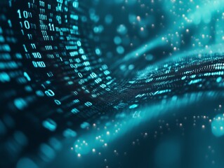 Aufkleber - Abstract blue technology background with binary code  - ai