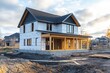 © lana_art - New residential home under construction in suburban neighborhood during late afternoon light