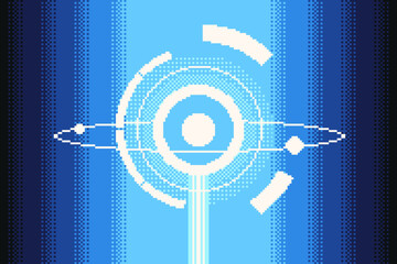 Poster - High Tech Circle Interface Orbit, Pixel Art Style Illustration 