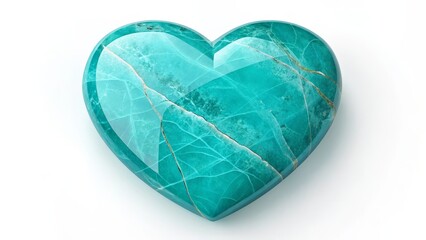 Wall Mural - turquoise heart on a white background