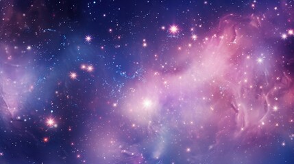 Poster - Ethereal Cosmos with Radiant Light in Shades of Blue, Purple, and Pink against a Starry Background