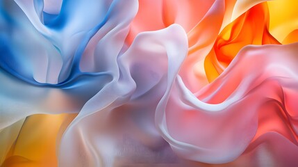 Poster - Flowing silk fabric patterns studio abstract art colorful environment close-up view textile design inspiration