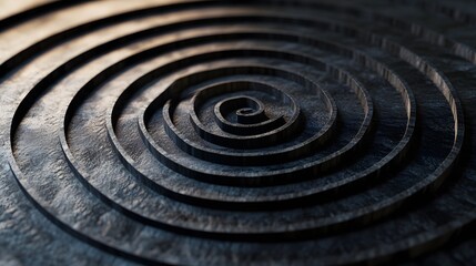 Poster - Dynamic spiral patterns on metal surface close-up view abstract art industrial environment textured design