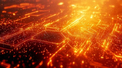 Poster - Abstract Glowing Circuit Board: Digital Network, Technology Background, Innovation, Future, and Electronic Design