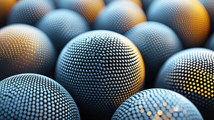 Poster - Abstract Metallic Spheres: A Captivating 3D Render of Geometric Patterns and Textures
