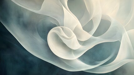 Poster - Abstract artistic flow of wispy textures in a soft color palette digital artwork contemporary minimalist design