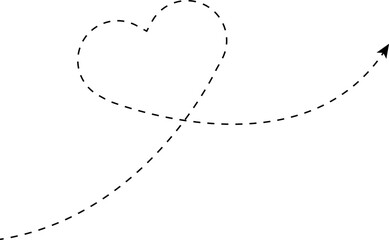 Poster - Hand drawn dotted arrows set vector illustration isolated on white background. Hand drawn freehand different curved lines, swirls arrows. Curved arrow line. Doodle, sketch style.