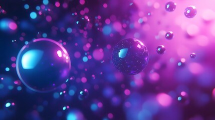 Poster - Colorful abstract bubbles floating in air digital art vibrant environment close-up view fantasy concept