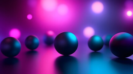 Poster - Dynamic colorful spheres in vibrant glow studio abstract art digital environment close-up modern aesthetic