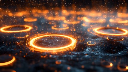 Poster - Dynamic ripples of light and water digital art abstract environment close-up view conceptual visualization