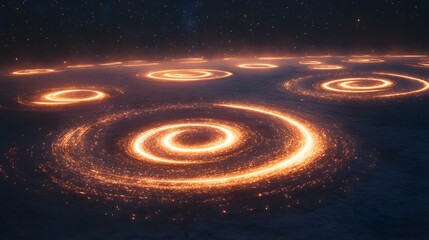 Poster - Dynamic cosmic swirls illuminate the night sky digital art abstract universe stellar environment wide-angle view