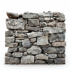 Poster - Gray stone wall creating a sturdy barrier, isolated on a white background