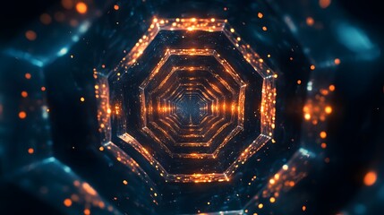Poster - Exploring a futuristic digital tunnel virtual reality experience abstract design sci-fi environment immersive perspective