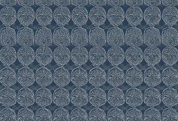 Aufkleber - Intricate Floral Pattern Repeating Design On Dark Blue Background
